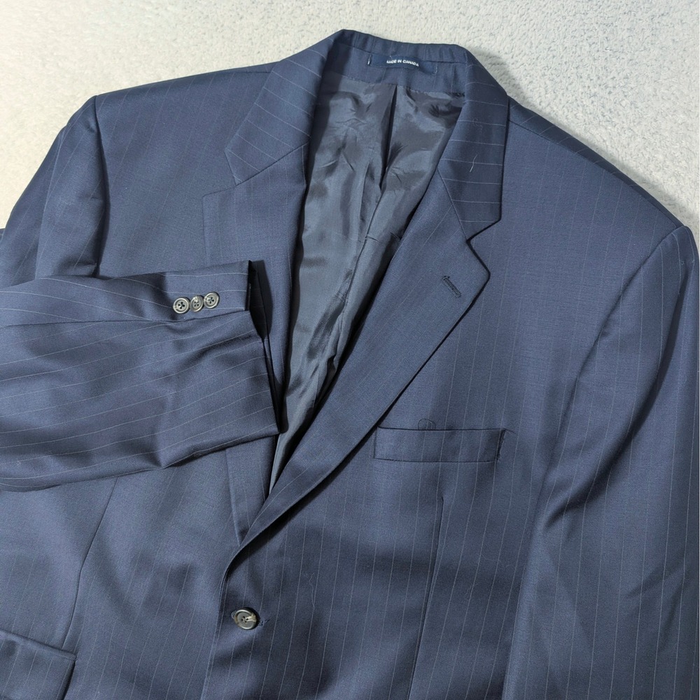 Lauren Ralph Lauren‎ Blazer Mens 48R Navy Blue Pinstripe Wool Cashmere Blend